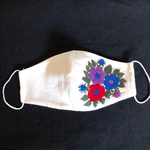 Handmade embroidered adult face mask,